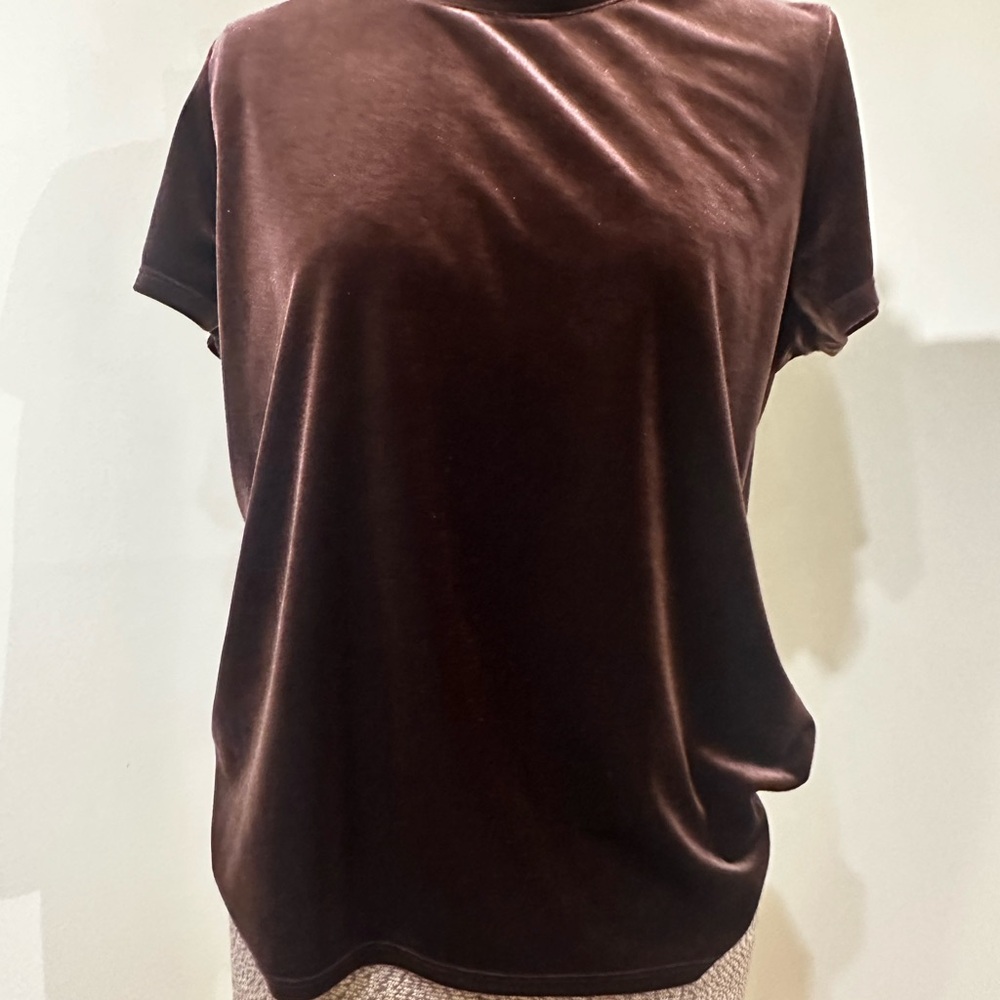 GAP Burgundy Velvet Short Sleeve Top - Picture 2 of 3